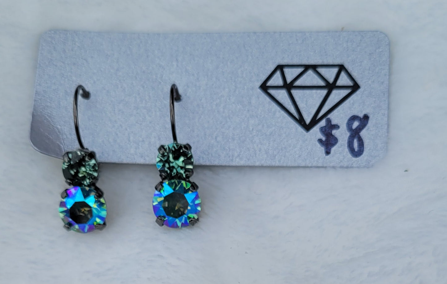 Essential Double Drop Earrings Blue green