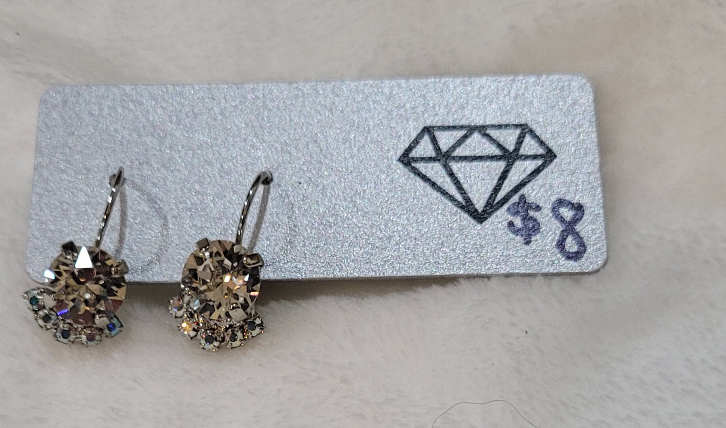 Crystal Trim Drop Earrings Clear Crystal