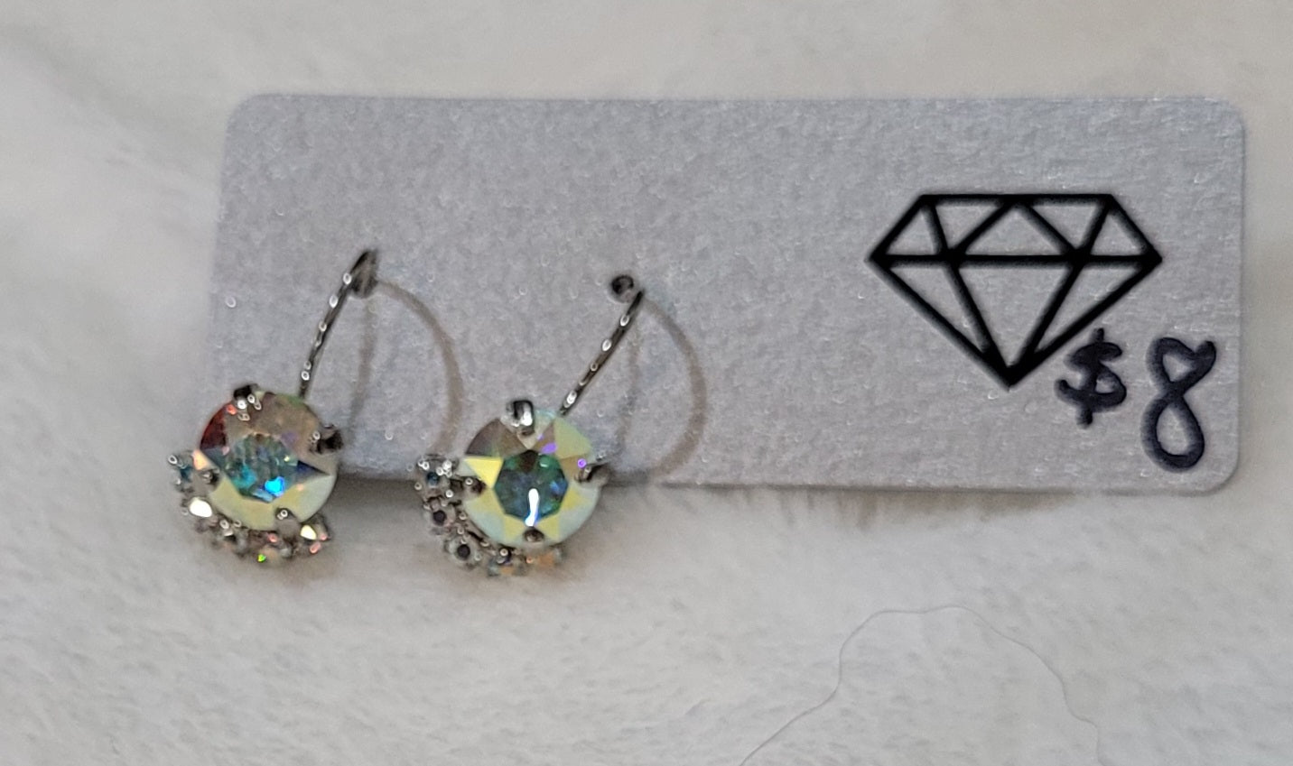 Crystal Trim Drop Earrings Iridescent