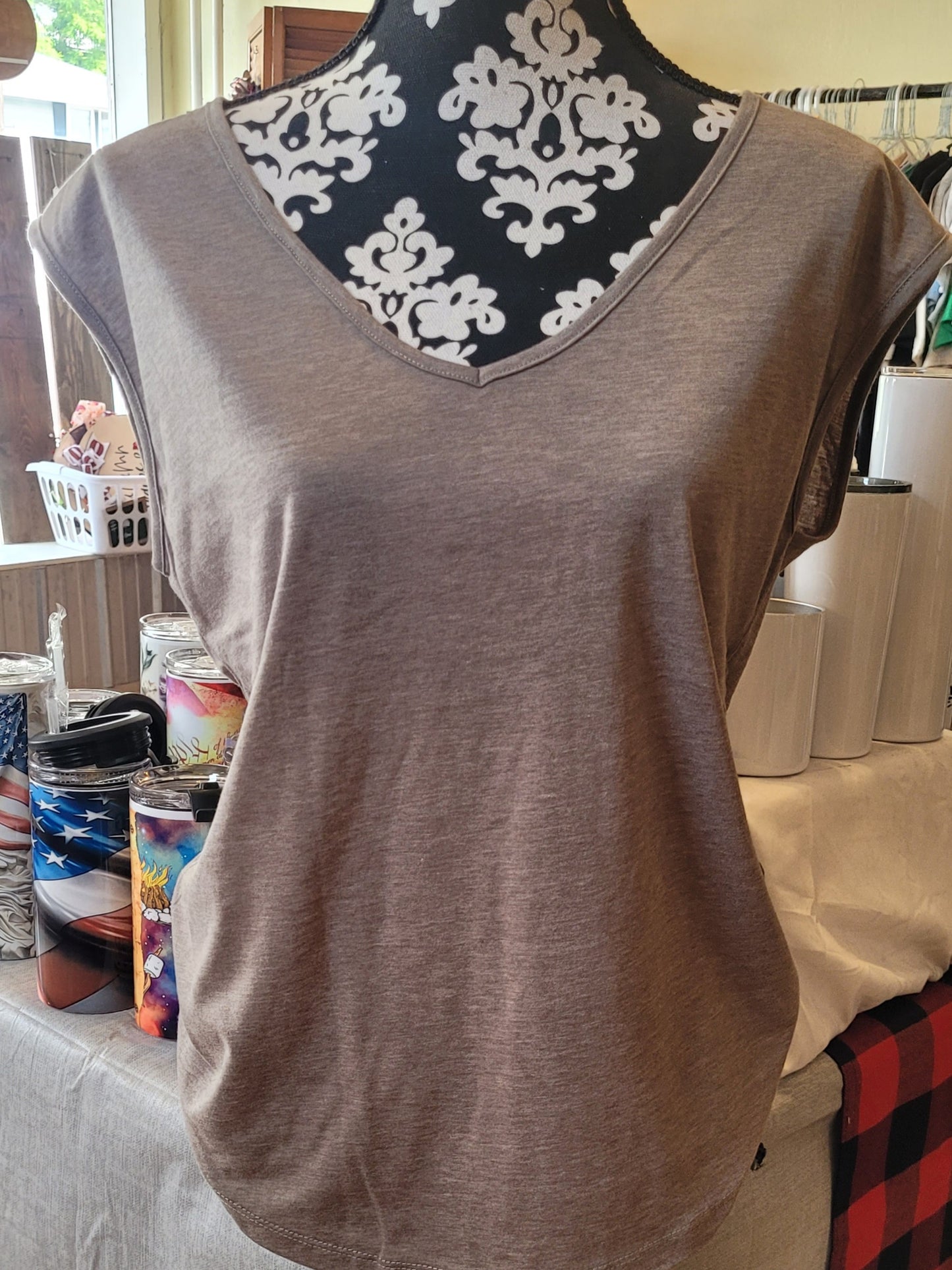 Sleeveless Deep vneck Ash