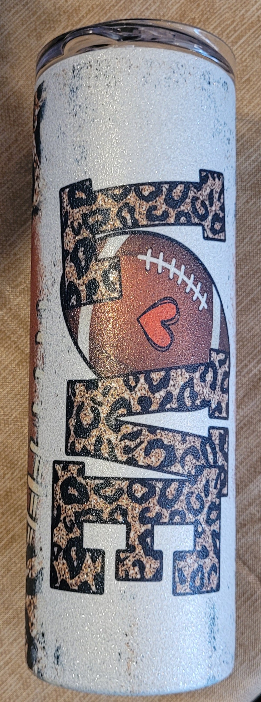 Love Football Tumbler- white glitter