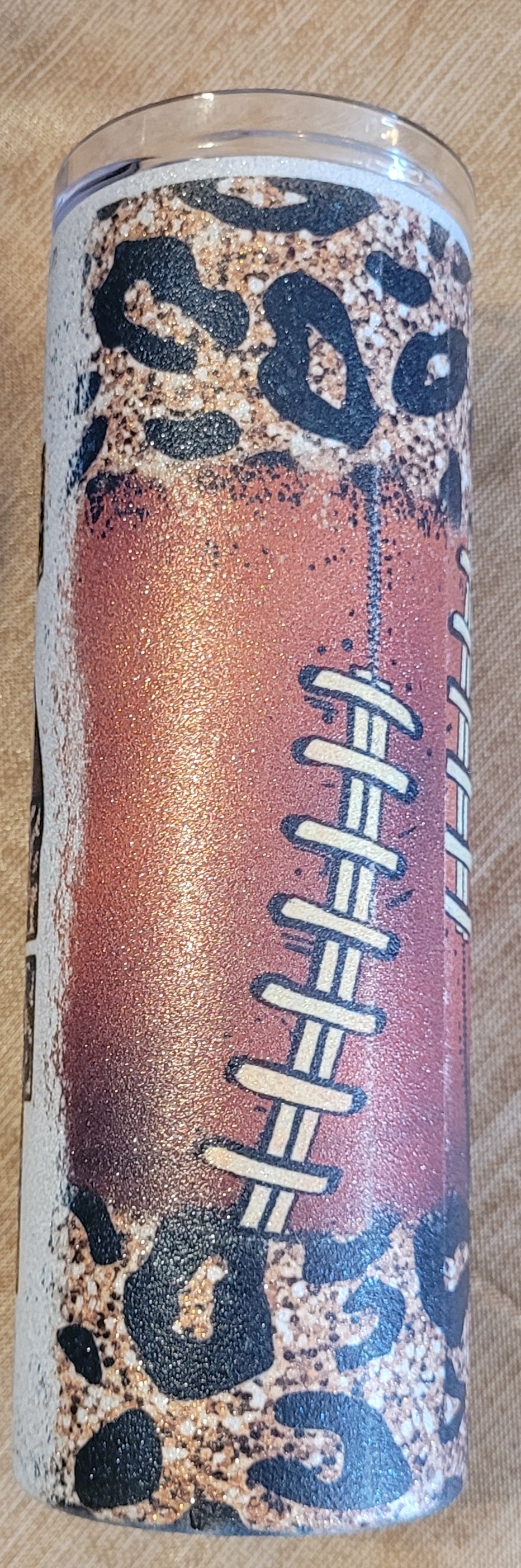 Love Football Tumbler- white glitter
