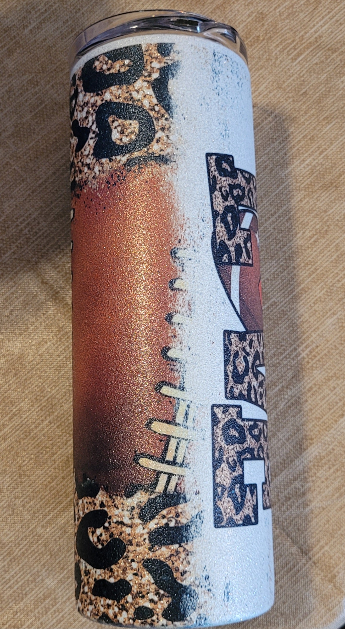 Love Football Tumbler- white glitter