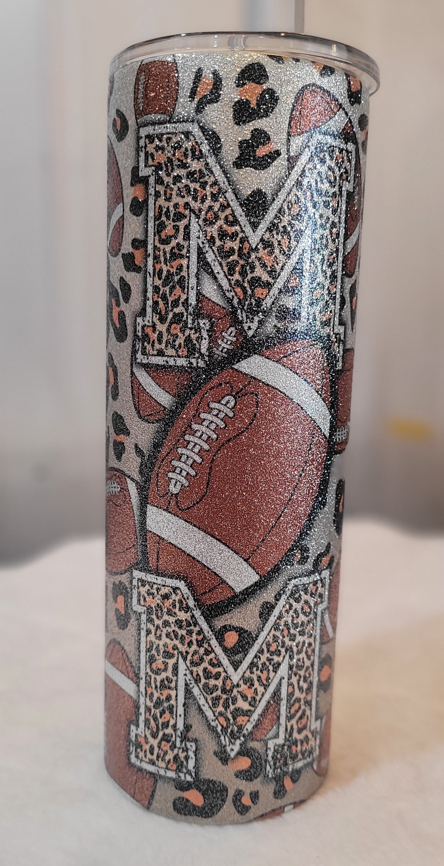 Football Mom Glitter Tumbler 20 oz.