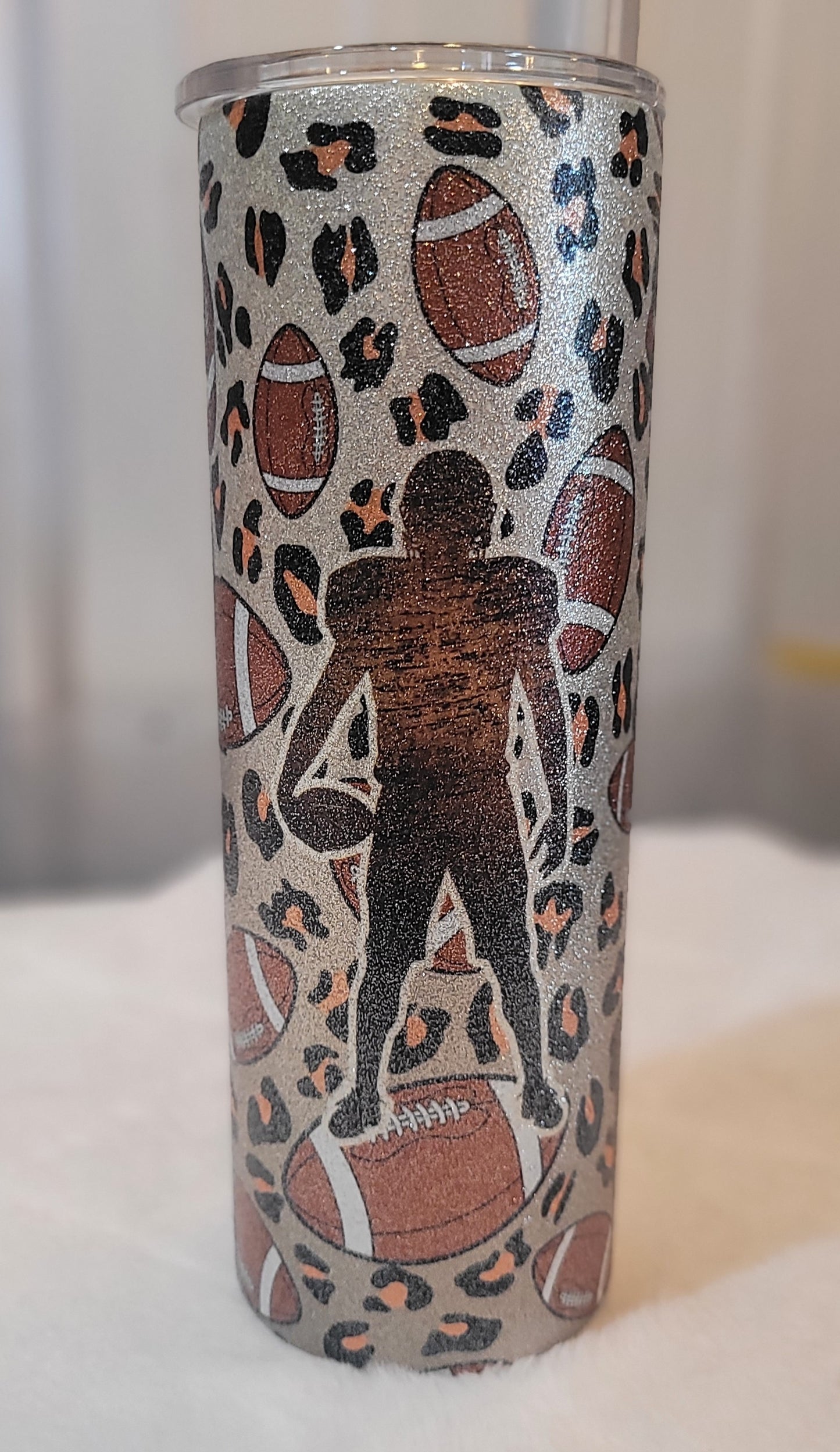 Football Mom Glitter Tumbler 20 oz.