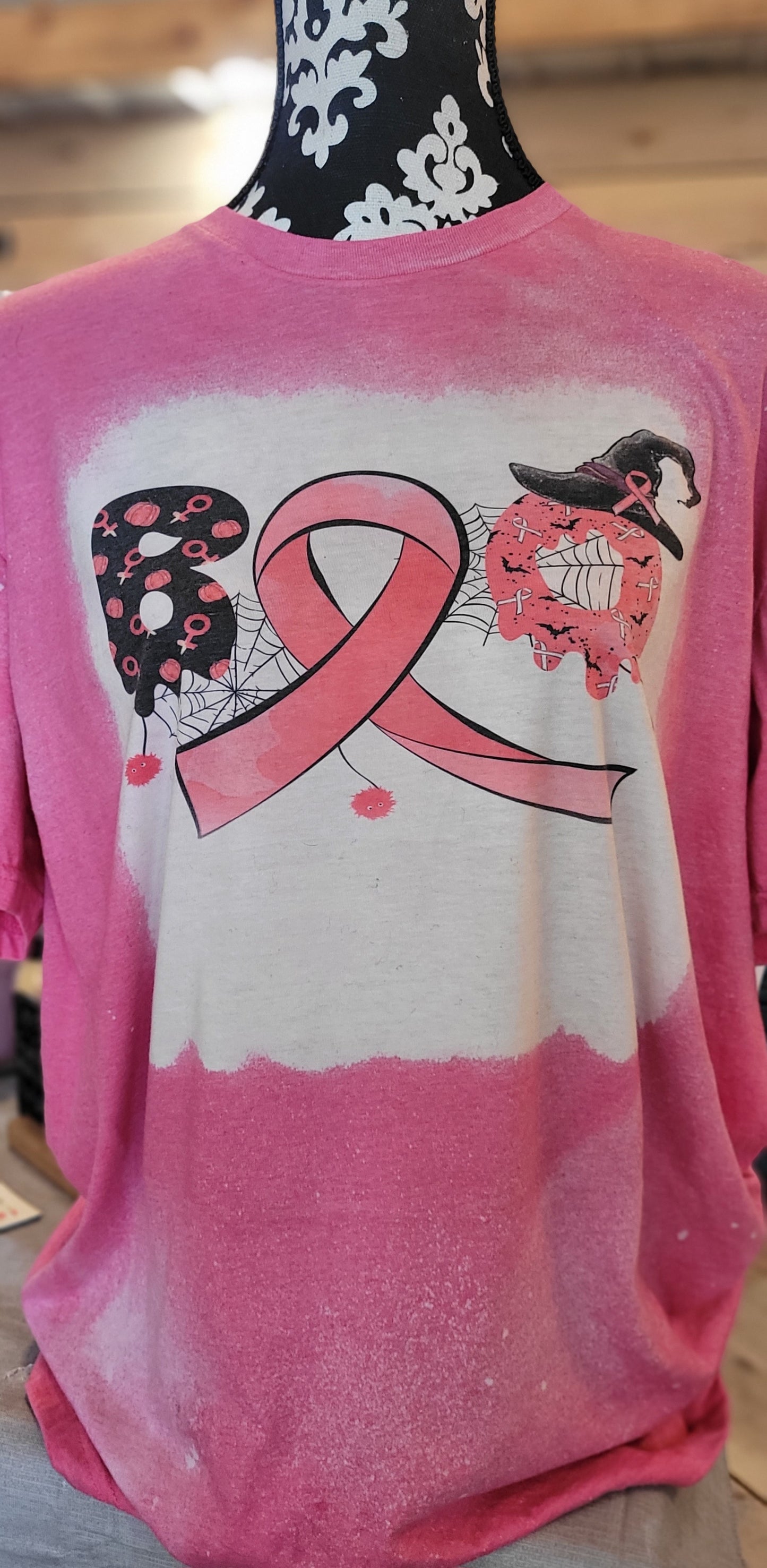 Boo Breast Cancer Bleached T