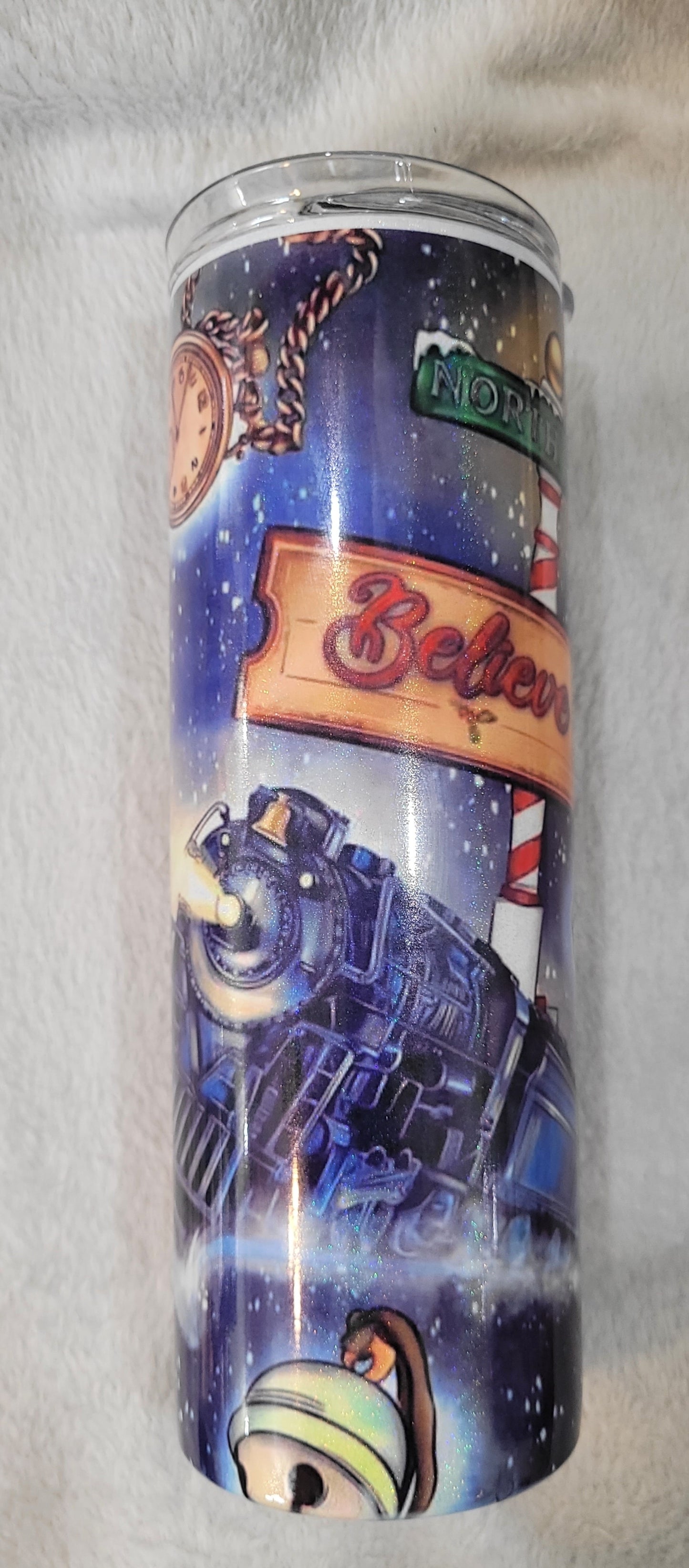 North Pole Believe 20oz Holograpic Tumbler