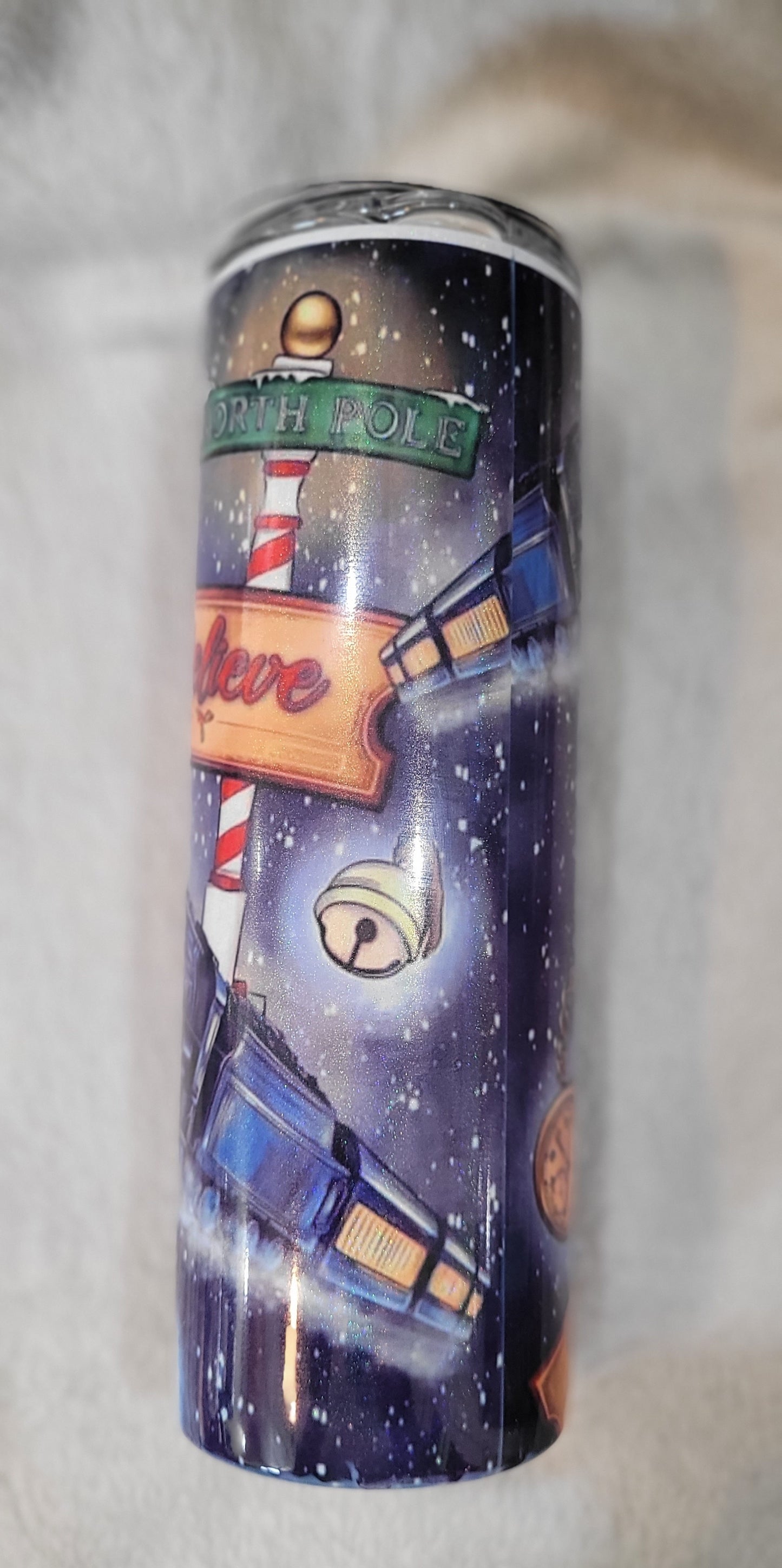 North Pole Believe 20oz Holograpic Tumbler