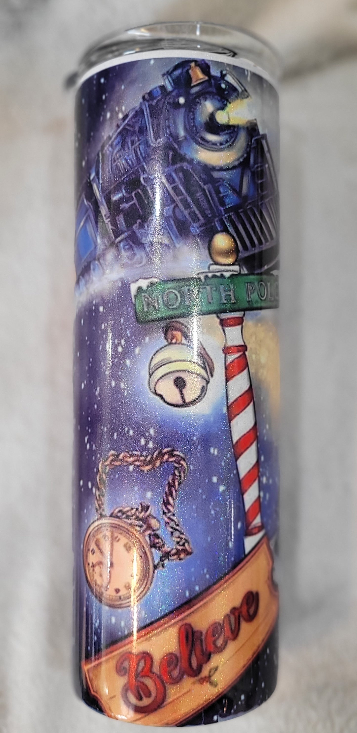 North Pole Believe 20oz Holograpic Tumbler