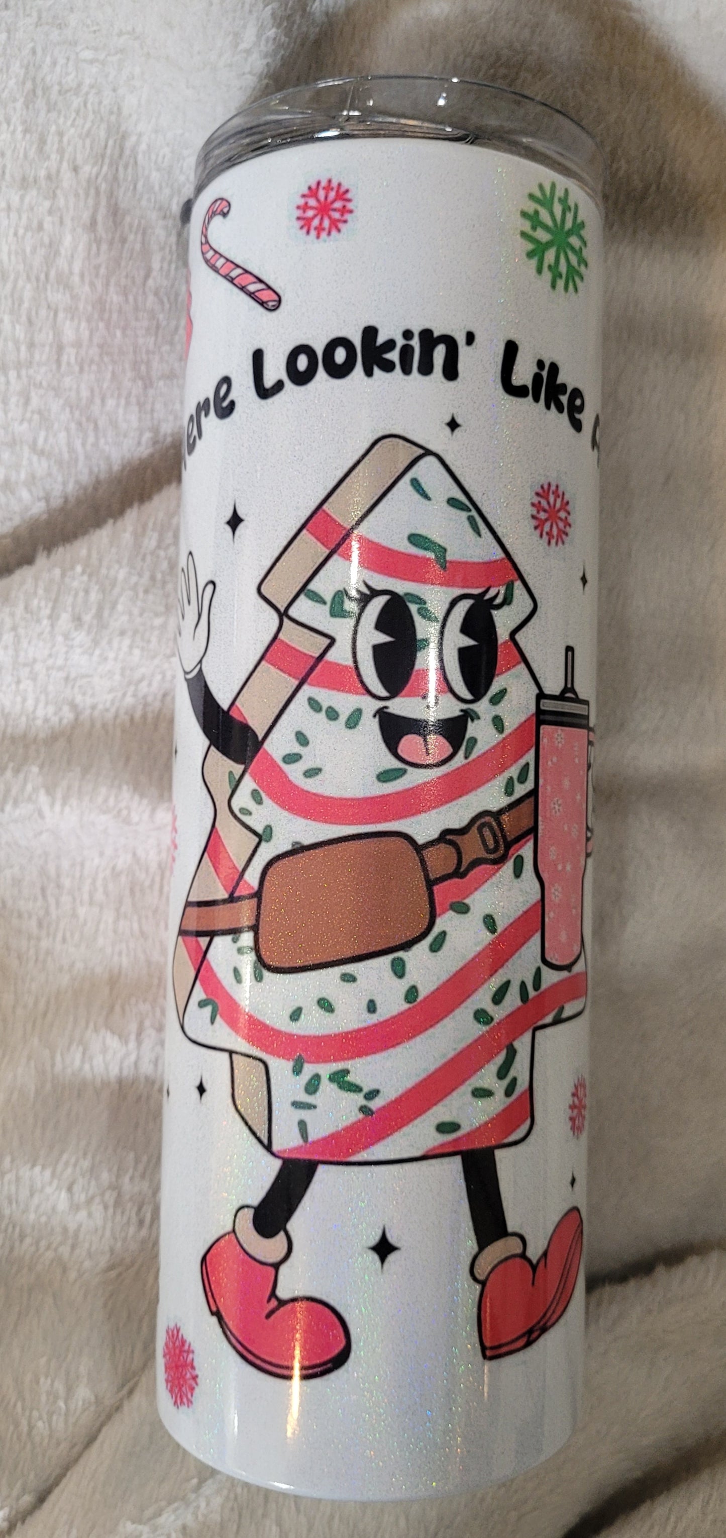 Pink Christmas Tree Holographic 20oz Tumbler