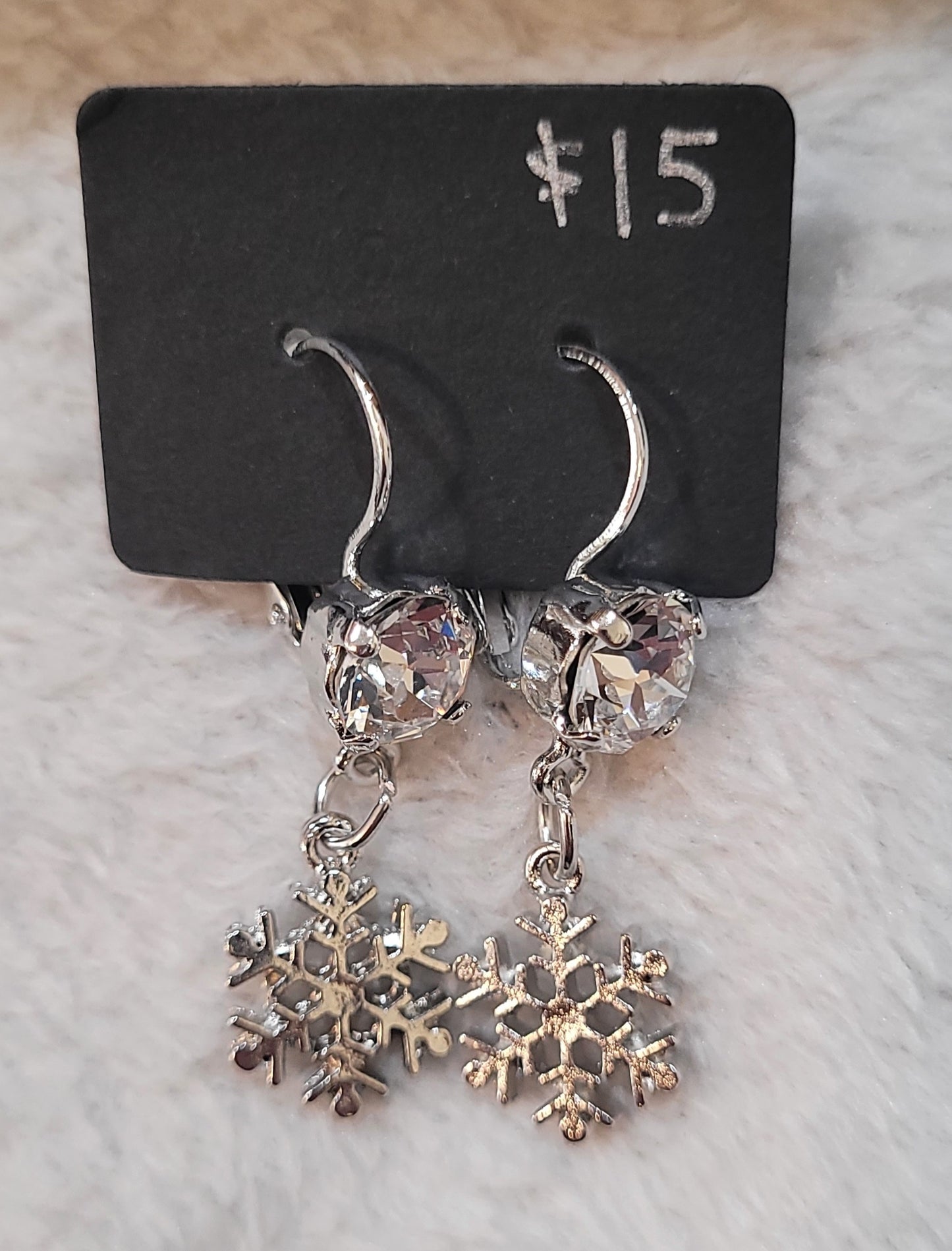 Crystal Snowflake Drop Earrings