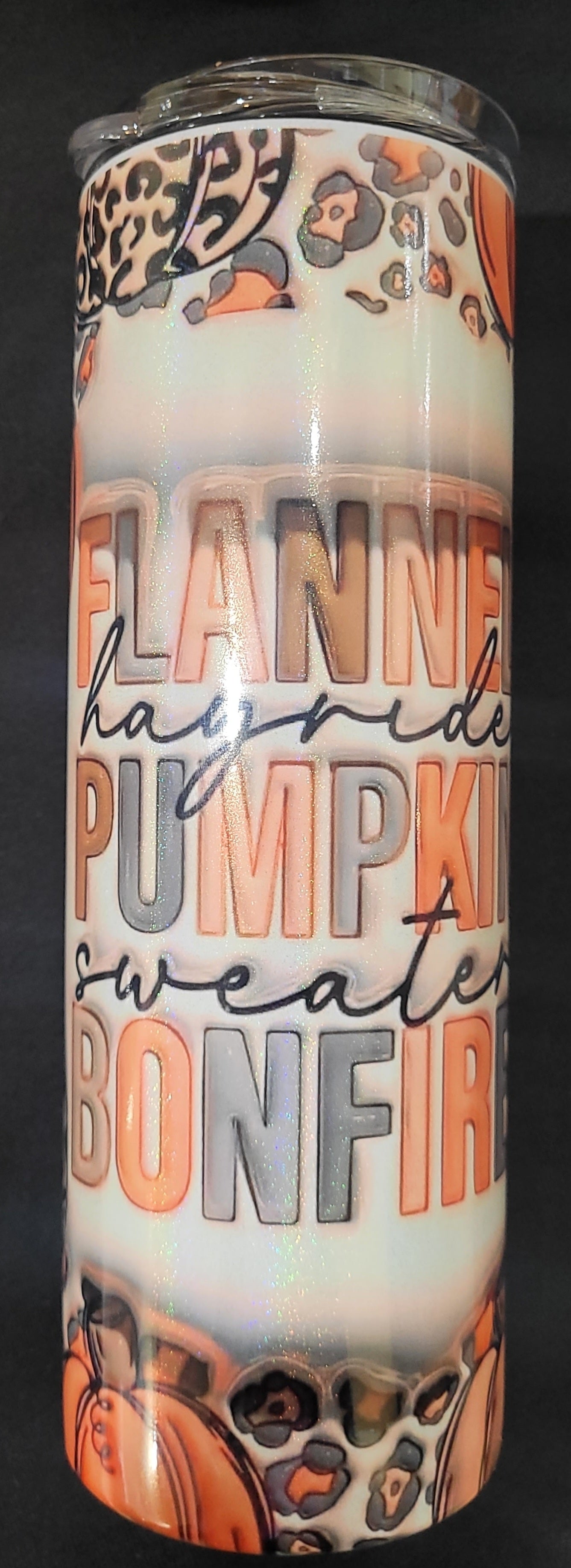 Flannels, hayrides, pumpkins 20 oz Holographic Tumbler