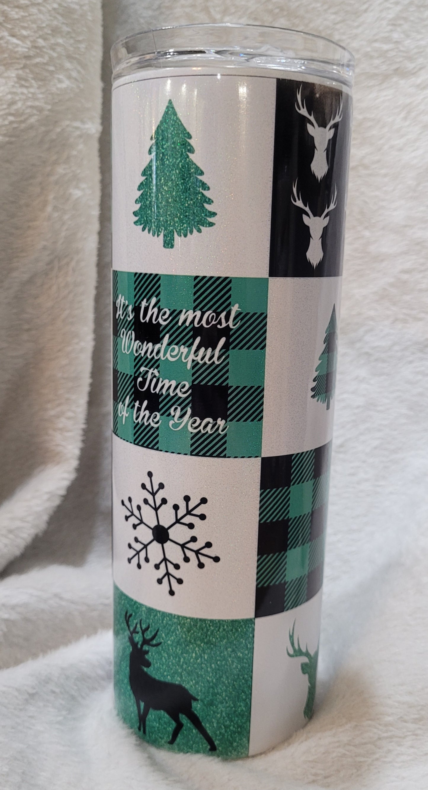 Green Buffalo Plaid Christmas Tumbler