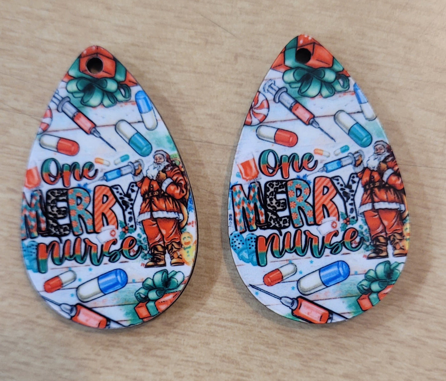 One Merry Nurse Teardrop Earrings