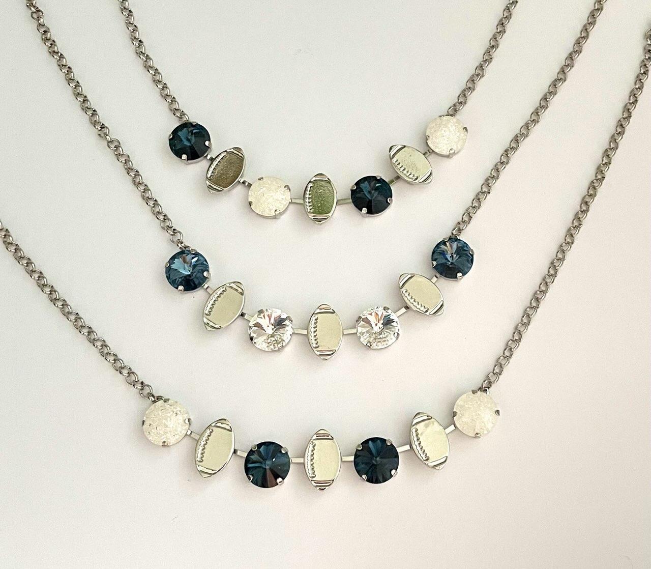 Blue and White Inspired Football Necklace