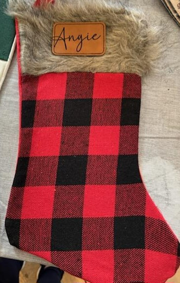 Laser Engraved Name Patch Christmas Stockings (add Name in notes section of checkout)