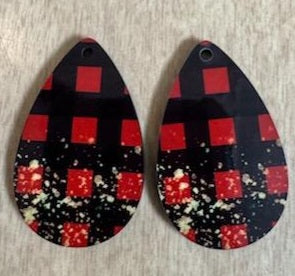 Christmas Plaid Teardrop Earrings