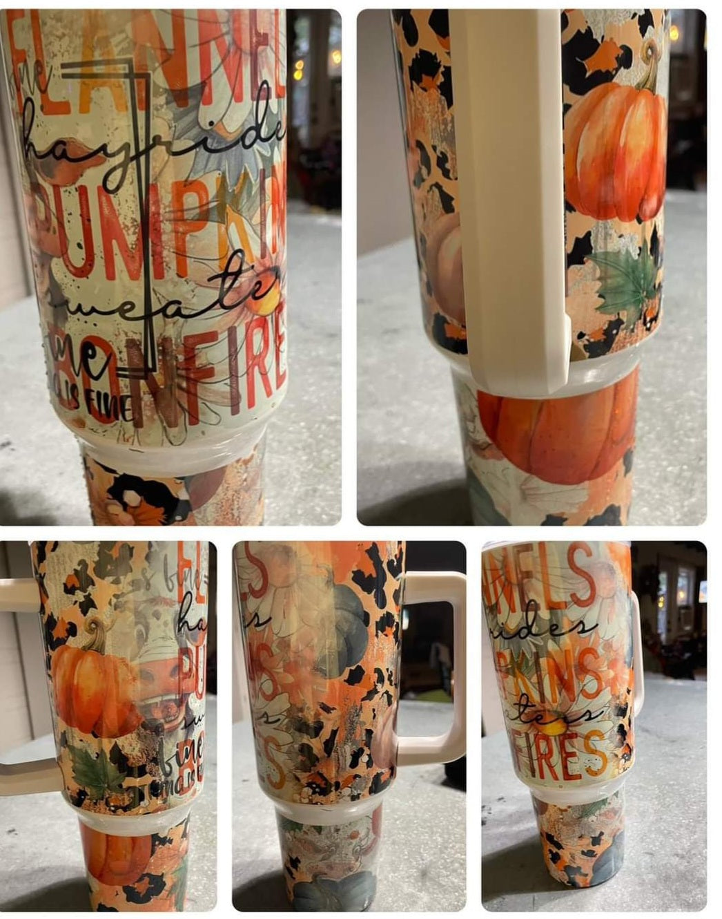 Pumpkins bonfire 40 oz Fall Tumbler w handle