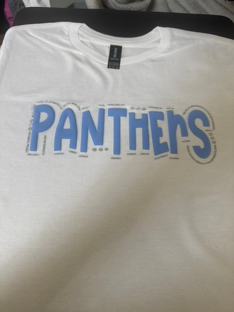 Panther Hanes Youth White Panther Block Bling Puff Design