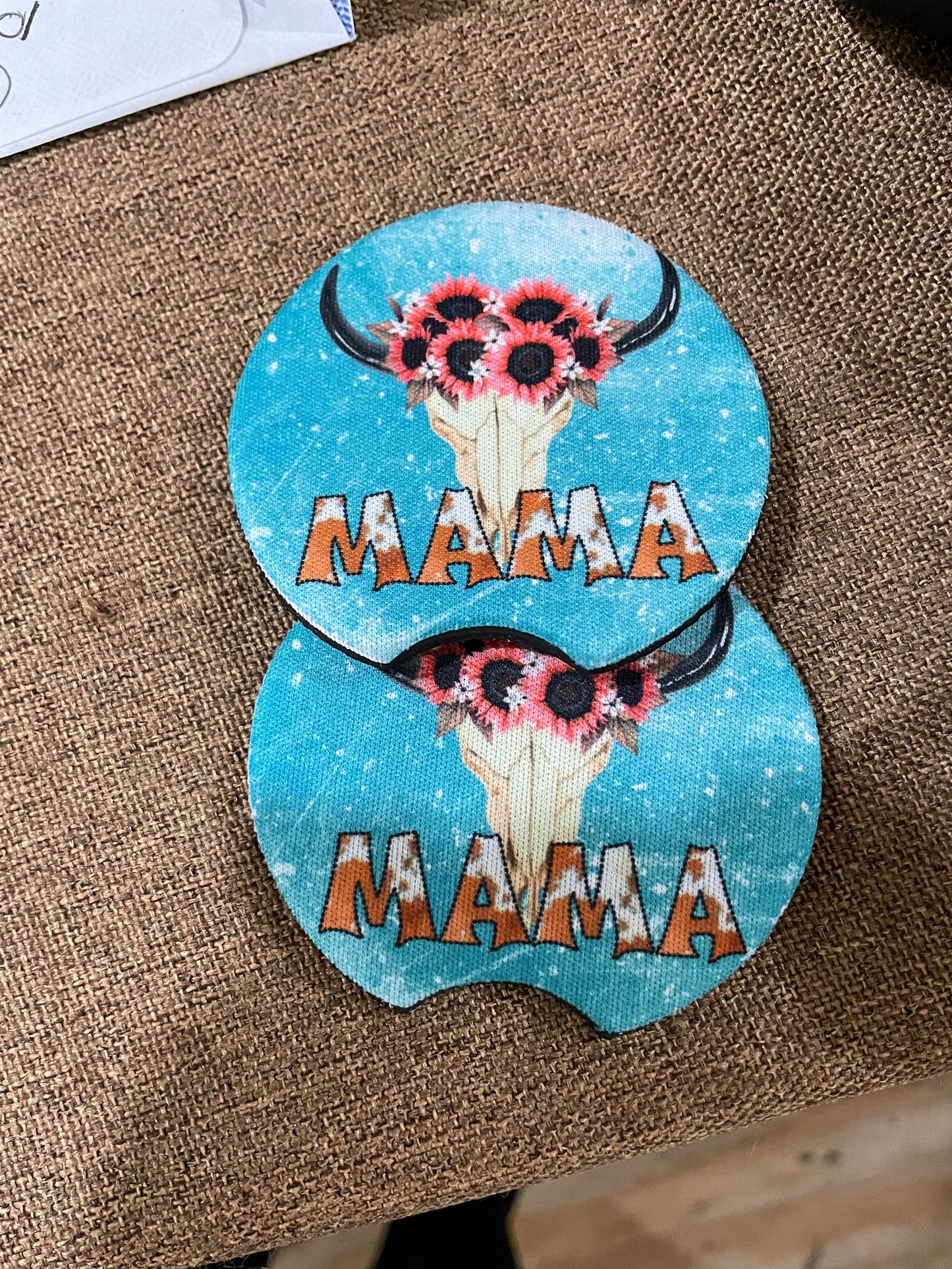 Car Coaster Momma Bull Skull Pack of 2