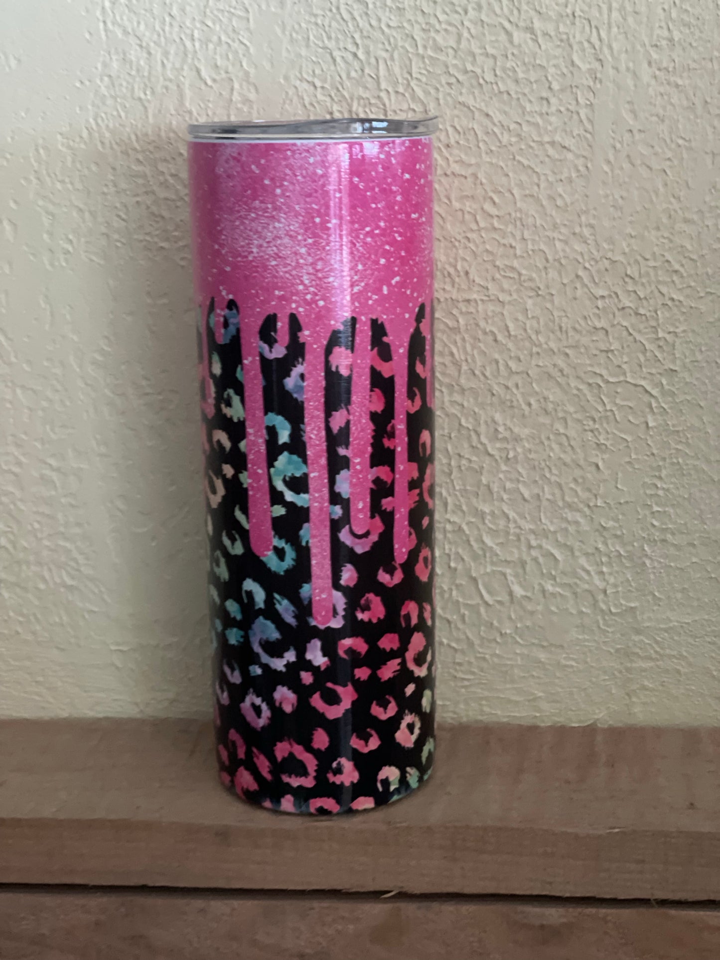 Hot Pink Glitter Drip Lisa Frank inspired leopard print bright colors