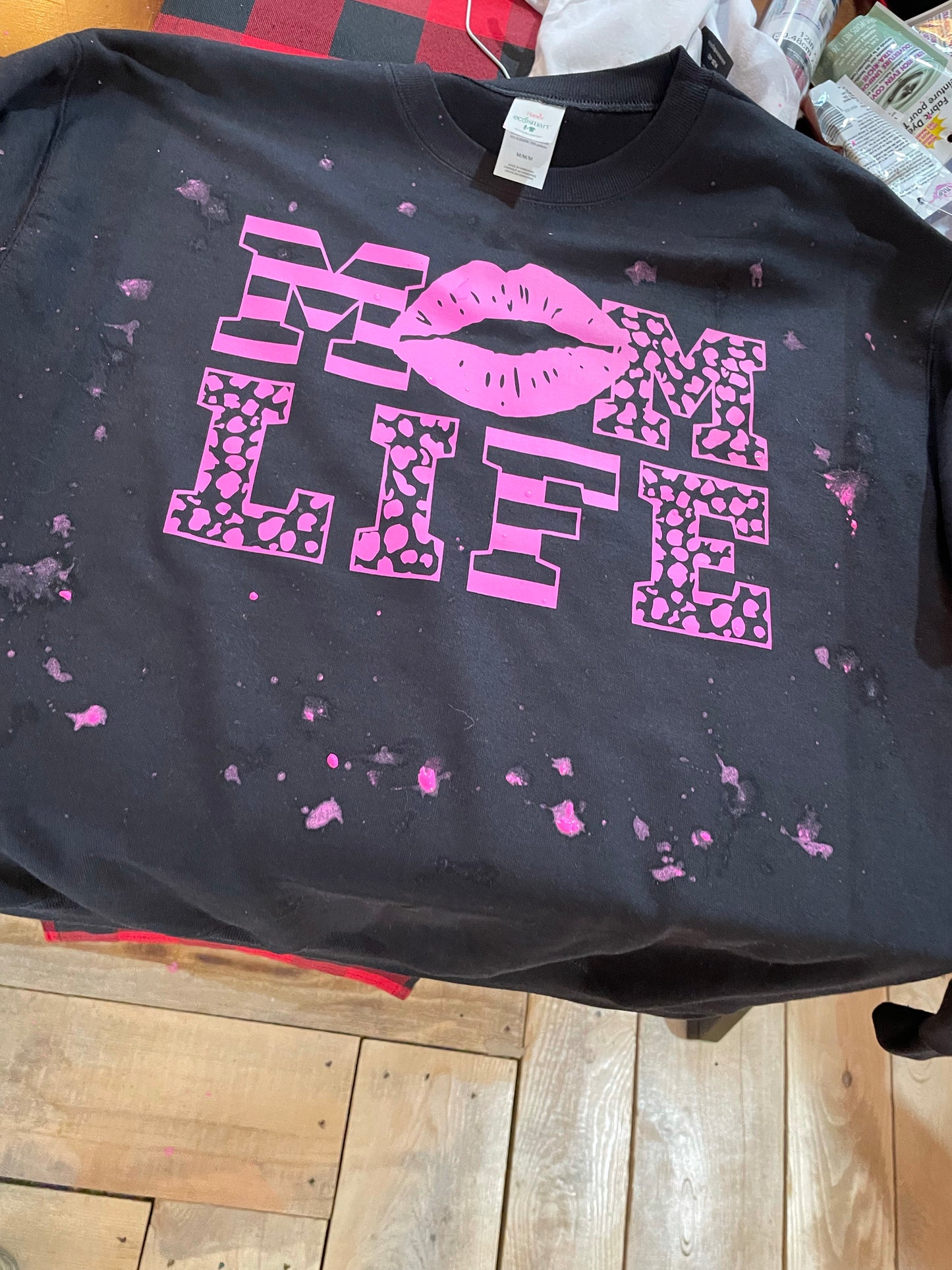 Mom Life with Splatter Paint Hot Pink