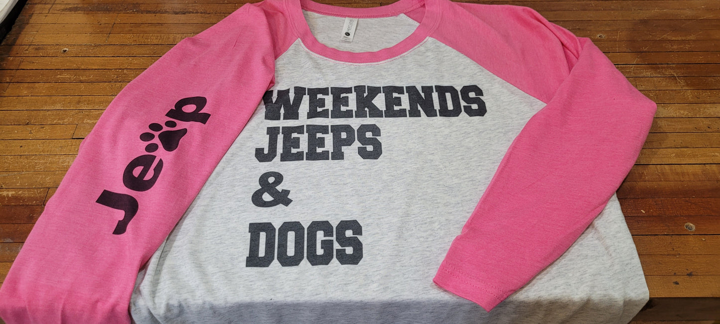 Weekend Jeeps and dogs Baseball TSHIRT