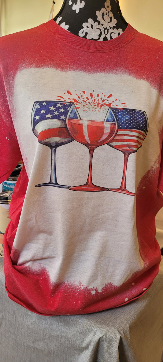 Bleached Patriotic Wine Design2 TSHIRT