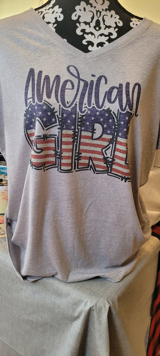 American Girl vneck TSHIRT