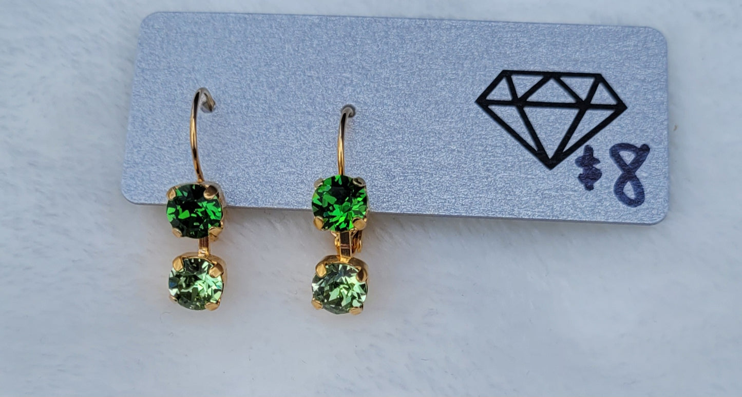 Mini Essentials Double Drop Earrings Greens