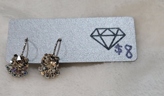 Crystal Trim Drop Earrings Clear Crystal
