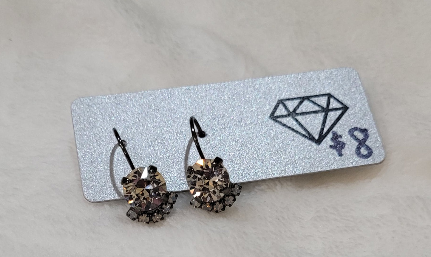 Crystal Trim Drop Earrings Black Crystal