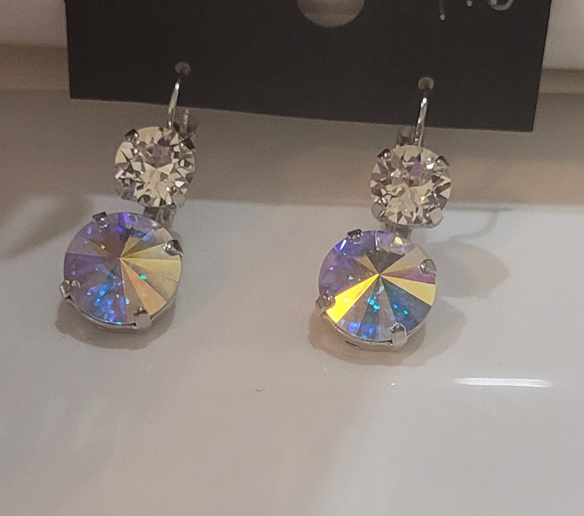 Double drop clear crystal earrings