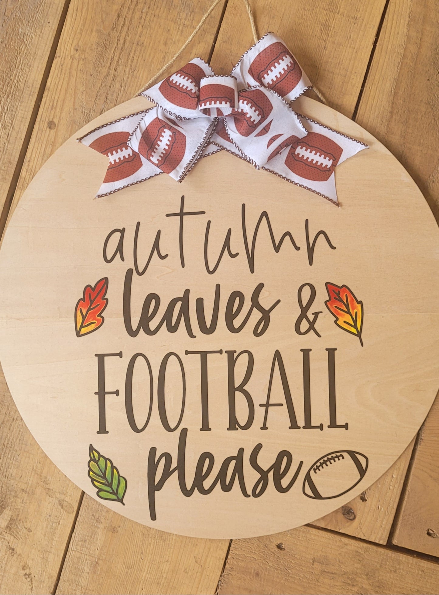 Kay Wills Designs Autumn,Leaves, & Football 18' Door Sign