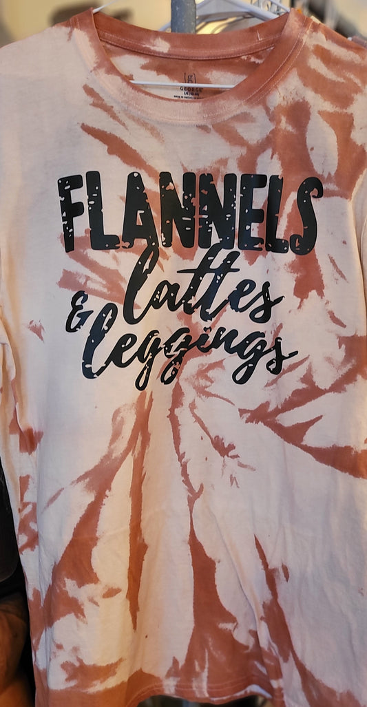Flannels & Lattes & Leggings Tie Dye Tshirt