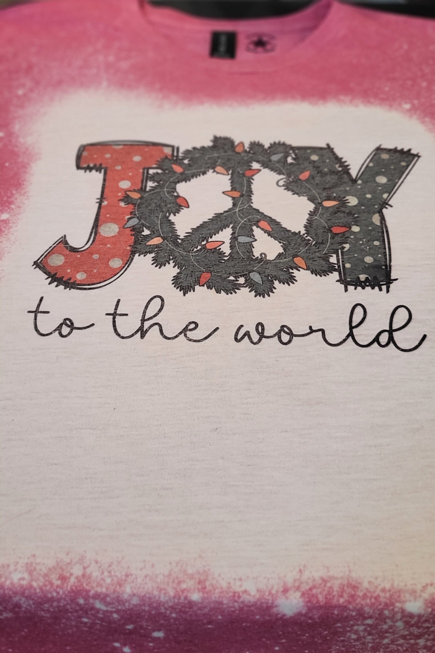 Joy to the World Red Bleached Tshirt