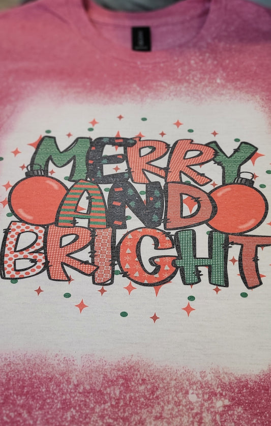 Merry and Bright Bleached Tshirt