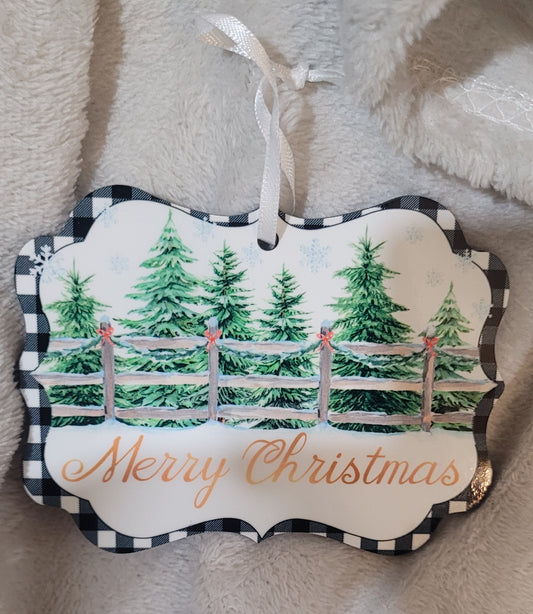 Buffalo Plaid Merry Christmas Ornaments