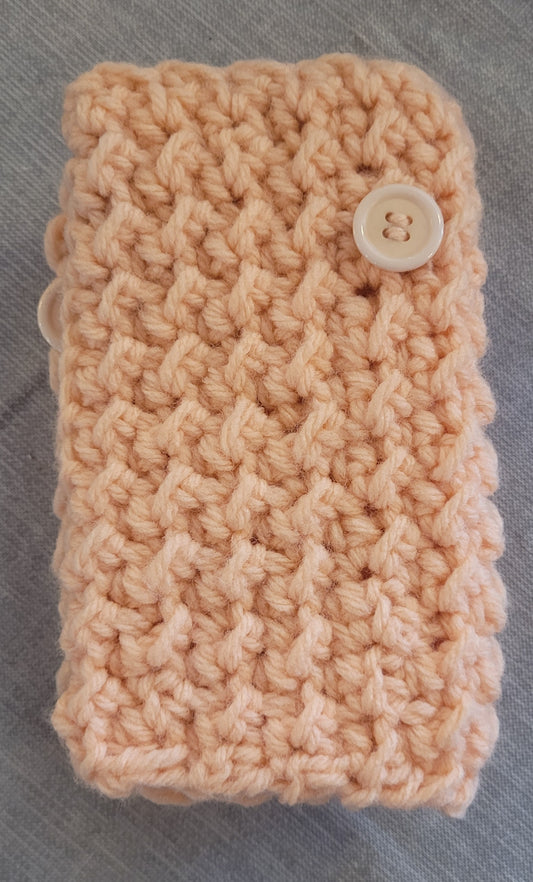 Knitted Fingerless Gloves-Peach