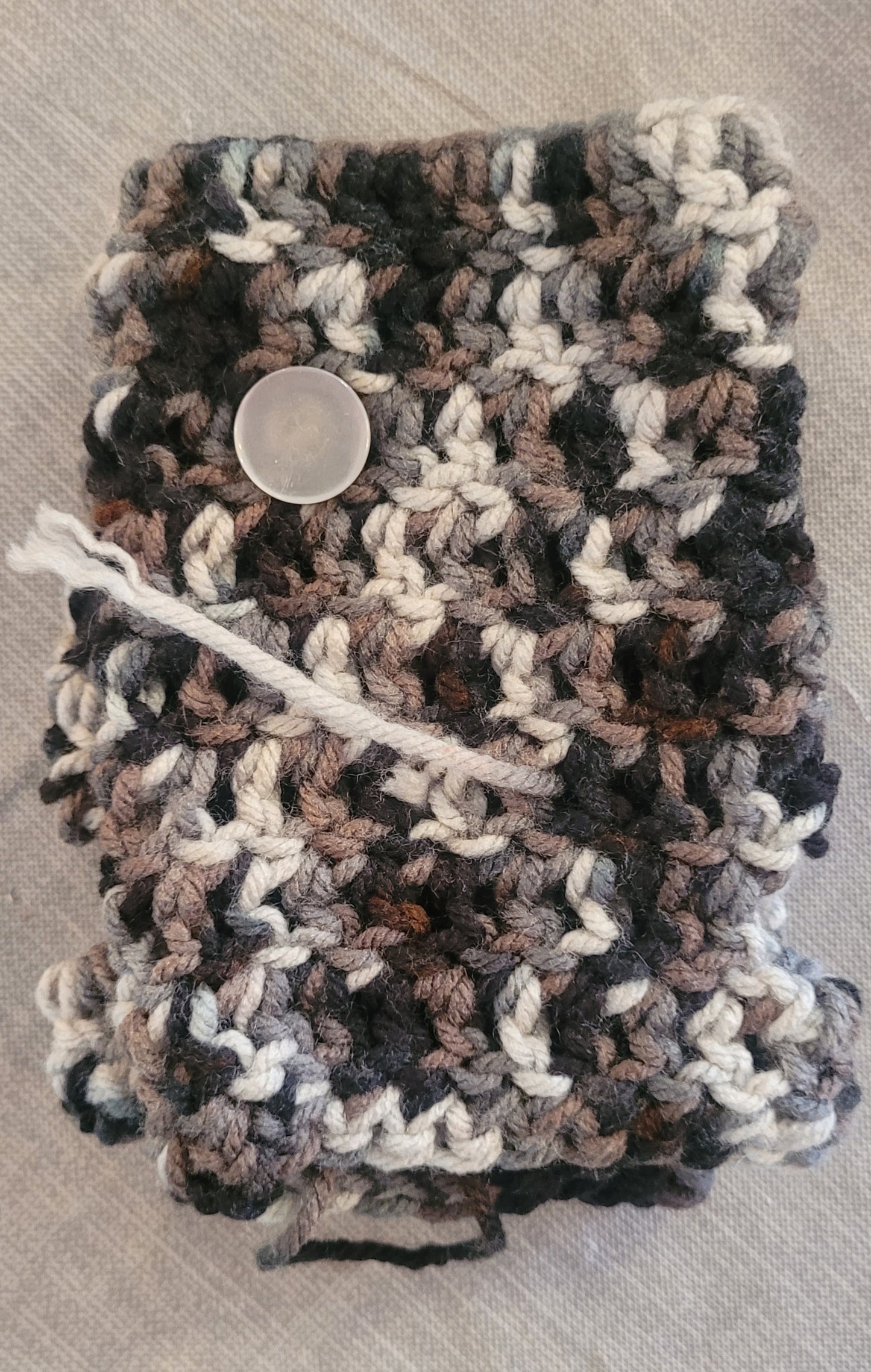 Knitted Fingerless Gloves- Black/Brown/White Multi