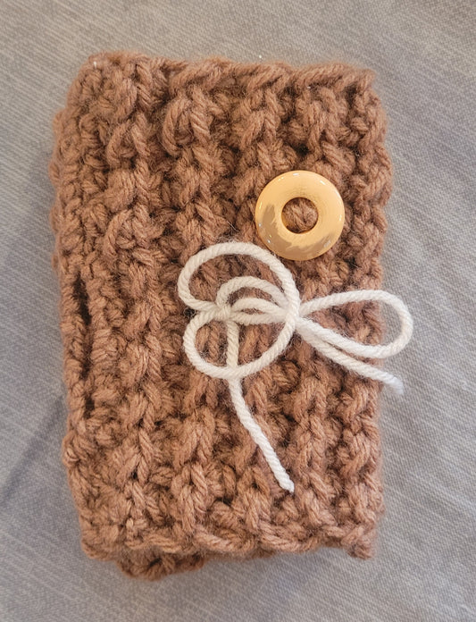 Knitted Fingerless Gloves-Light Brown