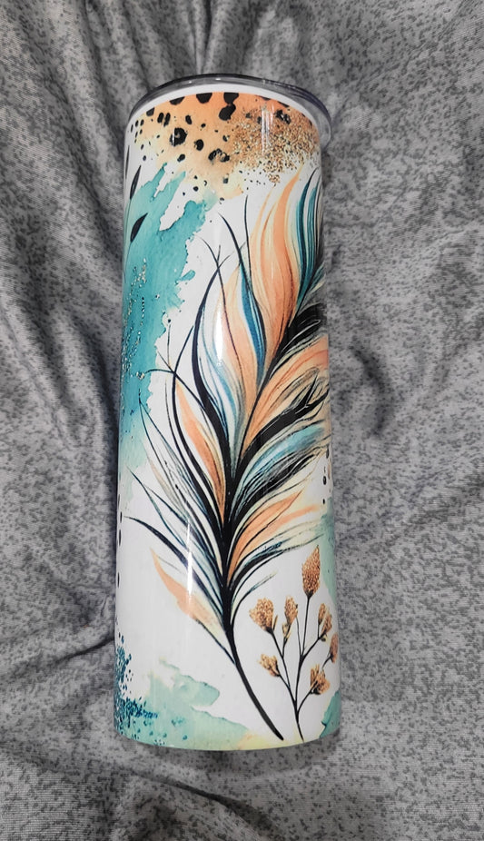 Leopard and Feathers 20 oz Tumbler