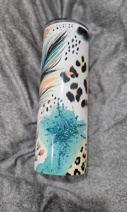Leopard and Feathers 20 oz Tumbler