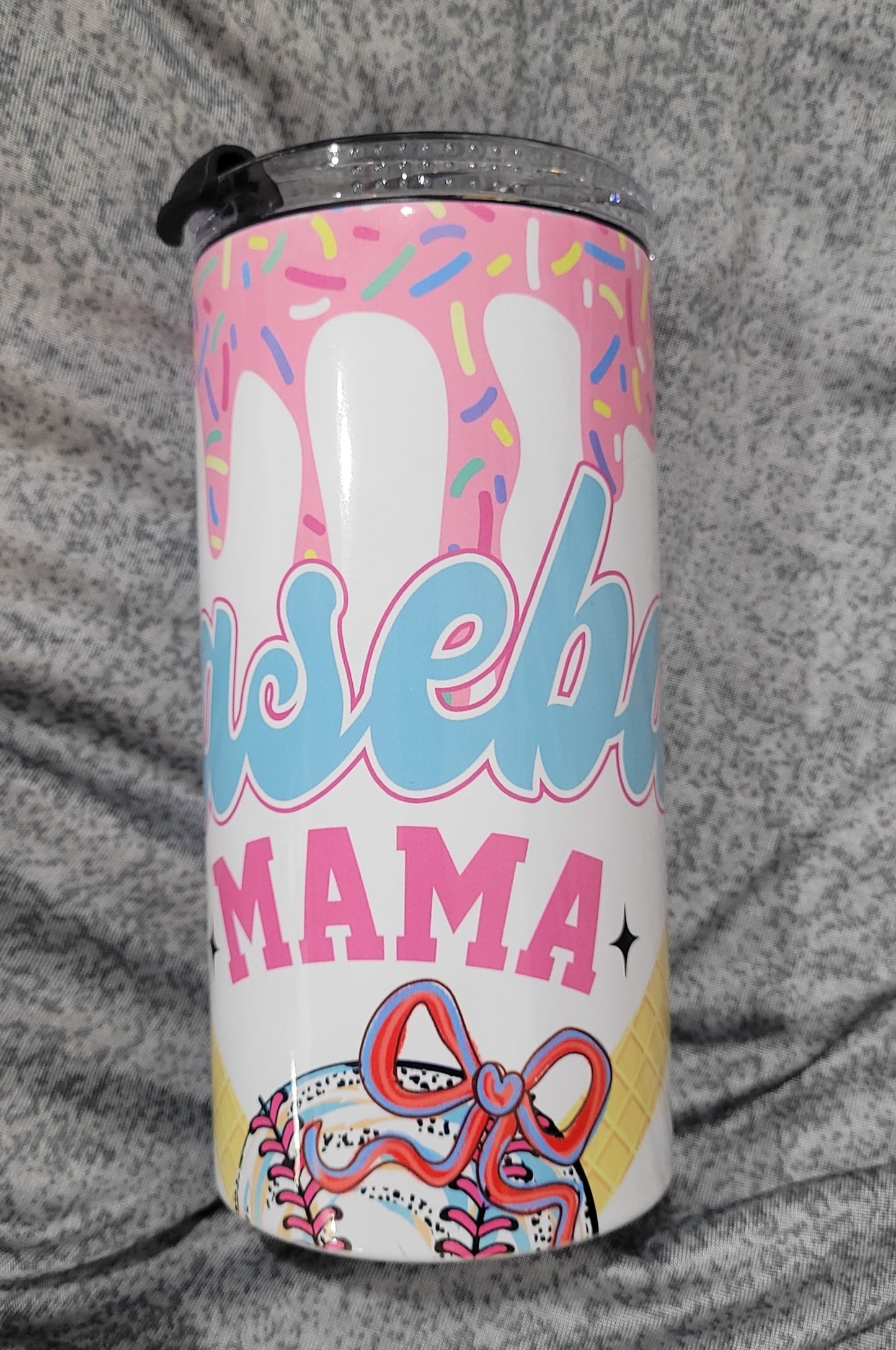 Baseball Mama Ice Cream Cone 4 n 1 Can Cooler Tumbler