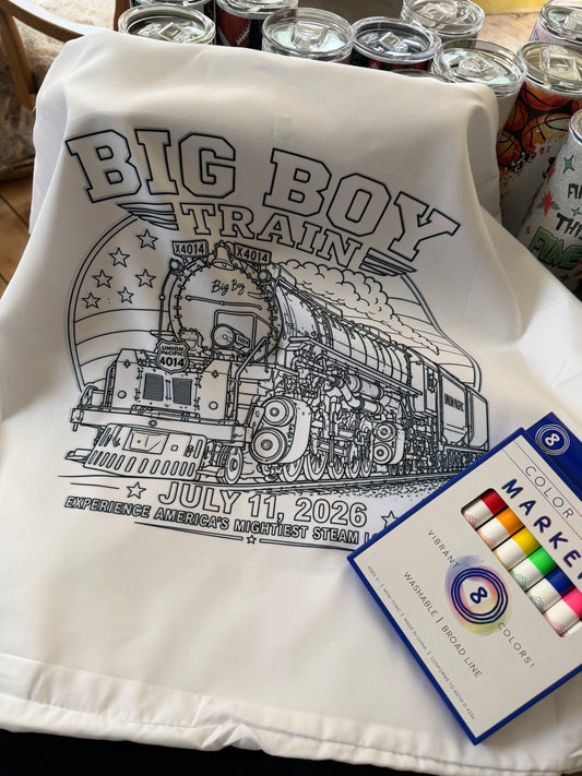 king size Color me Big Boy Train with markers