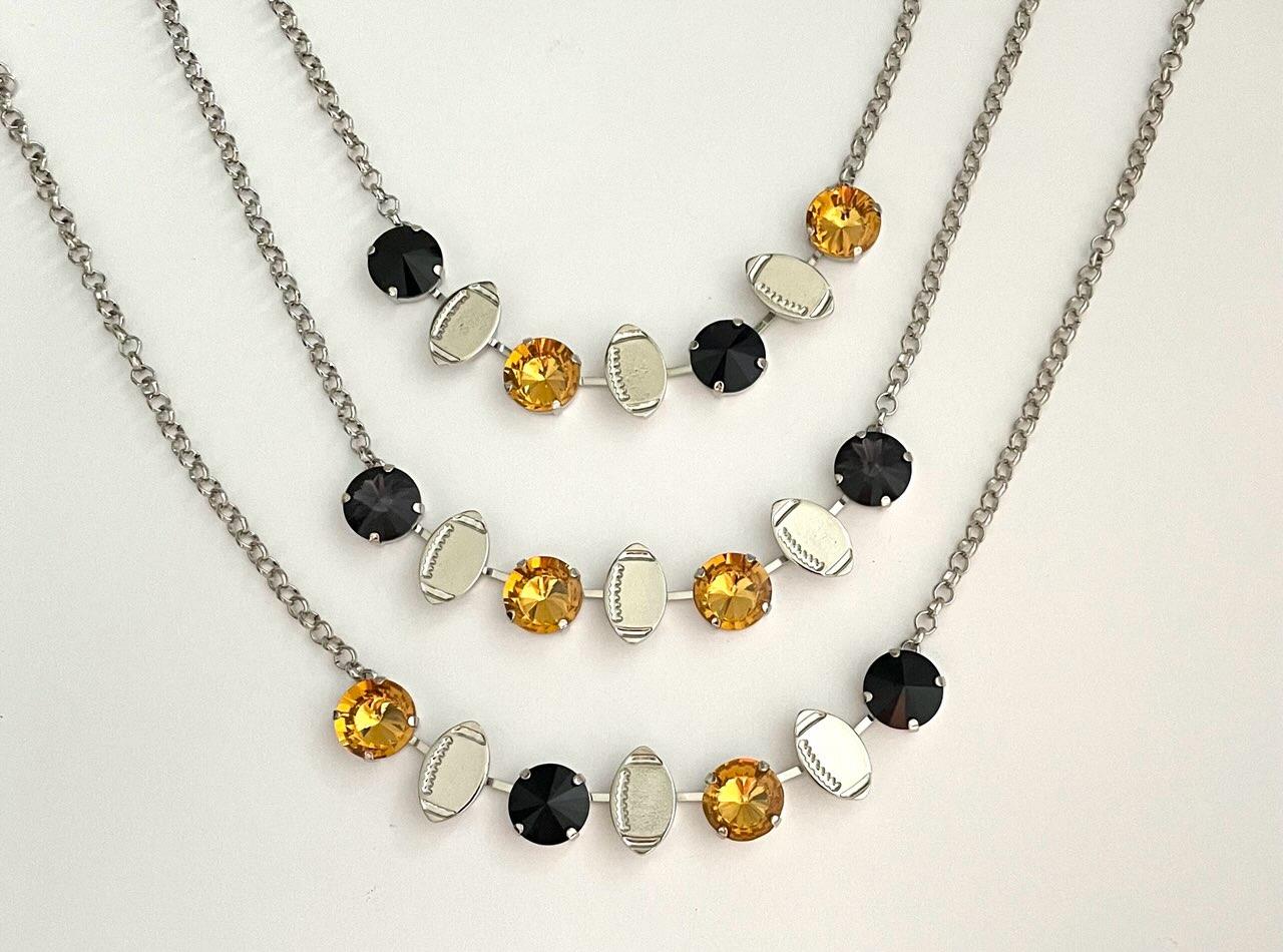 Black and Gold Inspired Football Necklace