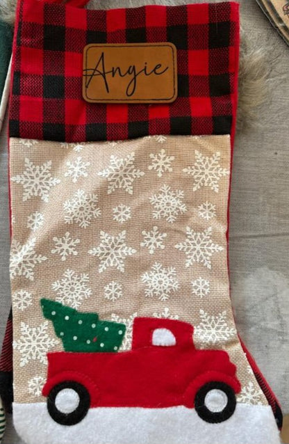 Laser Engraved Name Patch  Christmas Stockings (add Name in notes section of checkout)