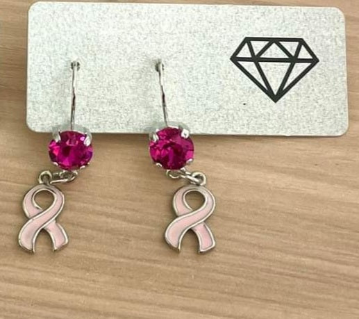 Breast Cancer Awareness Earrings Hot Pink