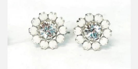 White Sparkle Stud Earrings