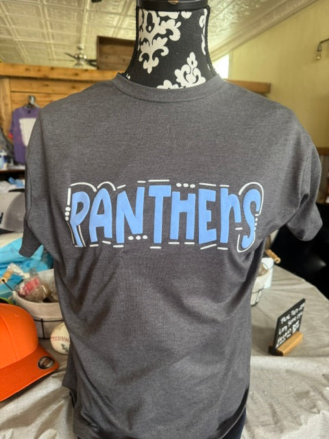 Panther Block Bling Hanes Graphite Heather with Puff print
